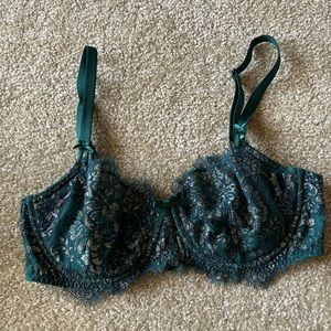 Green and gold lace bra